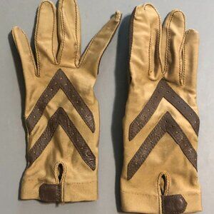 VINTAGE TAN & BROWN LEATHER ISOTONER DRIVING GLOVES